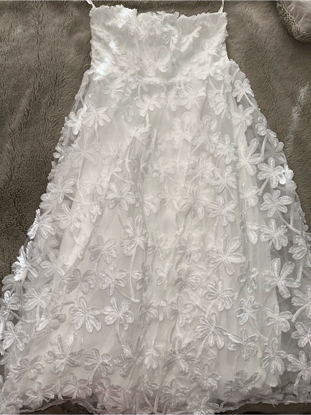 Strapless White Floral Dress